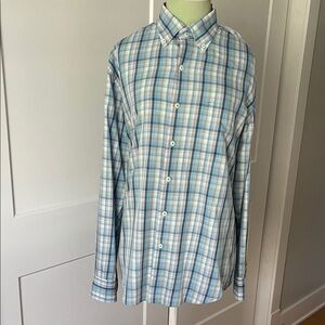 Peter Millar Blue and White Checkered Shirt